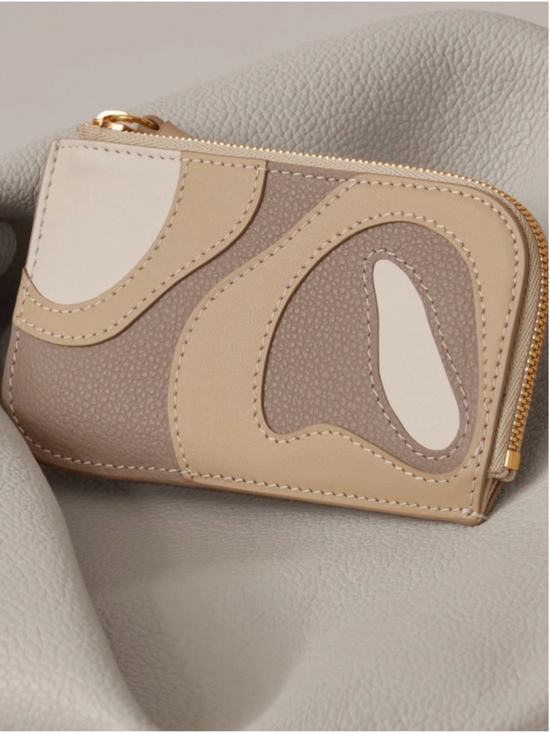 Polene Accessories - Polène Atla Trio Taupe Leather Zip Card Holder Wallet NIB Made in Spain